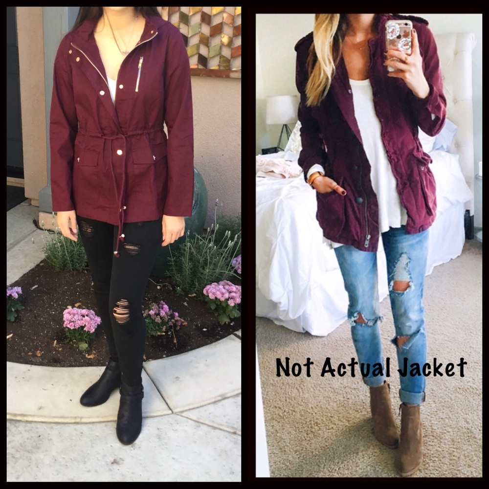 CLEARANCE-FIRM‼️Burgundy 🖤 Utility Jacket - Picture 7 of 7